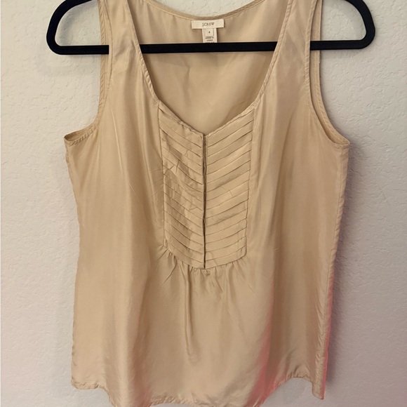 J. Crew Tops - J Crew Beige Sleeveless Silk Blouse Size 4